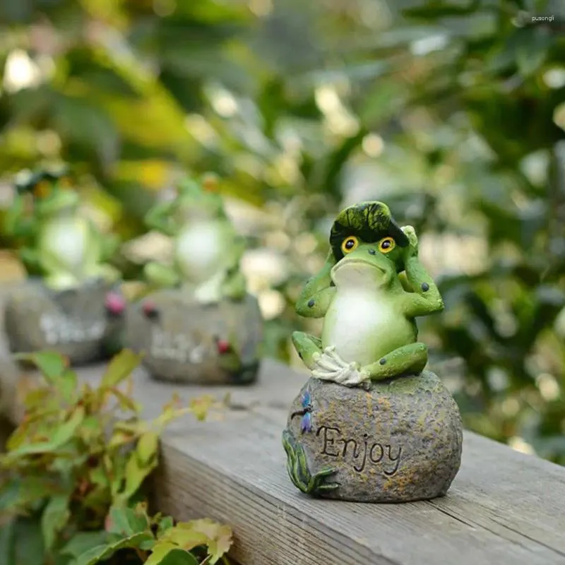 Décorations de jardin sculptures animales grandes grenouilles assises sur la sculpture de pierre adorables statues de grenouille