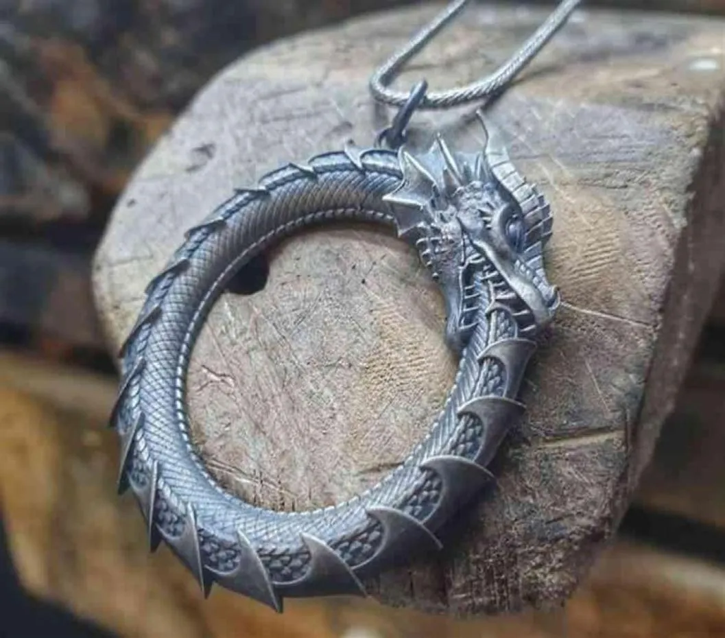 Colar de pendente de Ouroboros, colar de metal de metal masculino colar de hip hop personalizado jóias punk accsori 202121721371392