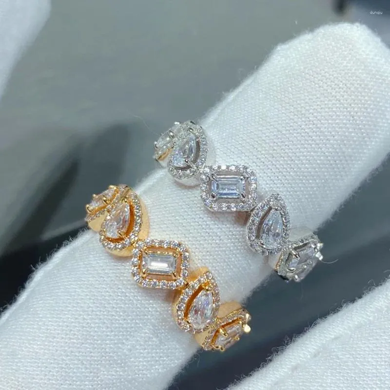 Кластерные кольца Bpoyb Высококачественное v золотое кольцо Симпатичная игристая вода капля капля сахарная камень для женщин свадьба для женской моды свадьба