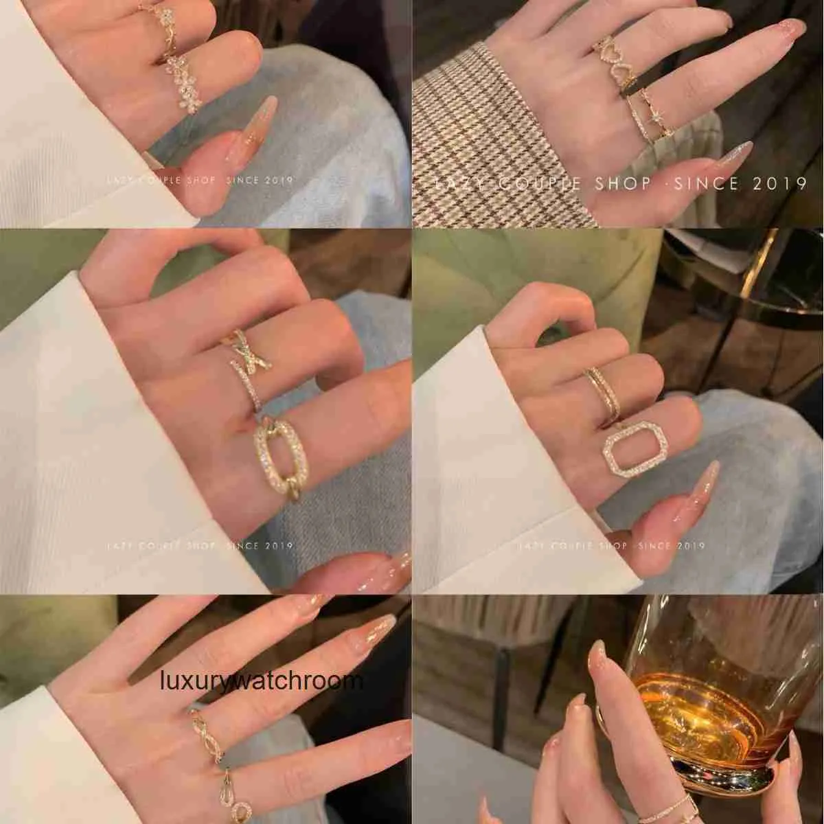 Frauen Band Tiifeany Ring Schmuck 2024 mittelalterlicher Luxusindex Finger einzigartiger Zirkon offen Schwanz süß und elegant