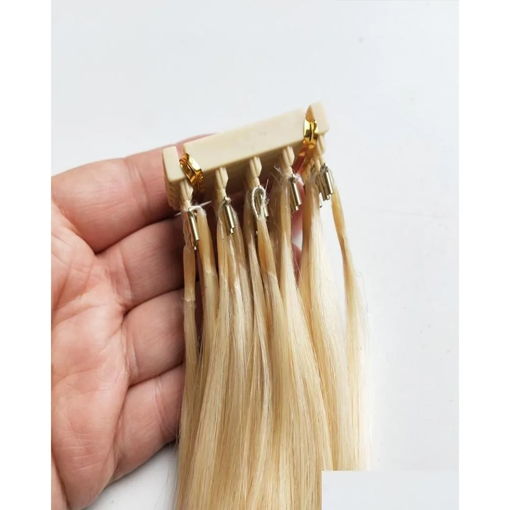 Extensões de cabelo pré-ligadas clipe humano em pré-vínculo 6d loira mais recente produtos 100g 100strands Velozes usando a cabeça de FL 14 para entregar a entrega DHZJS