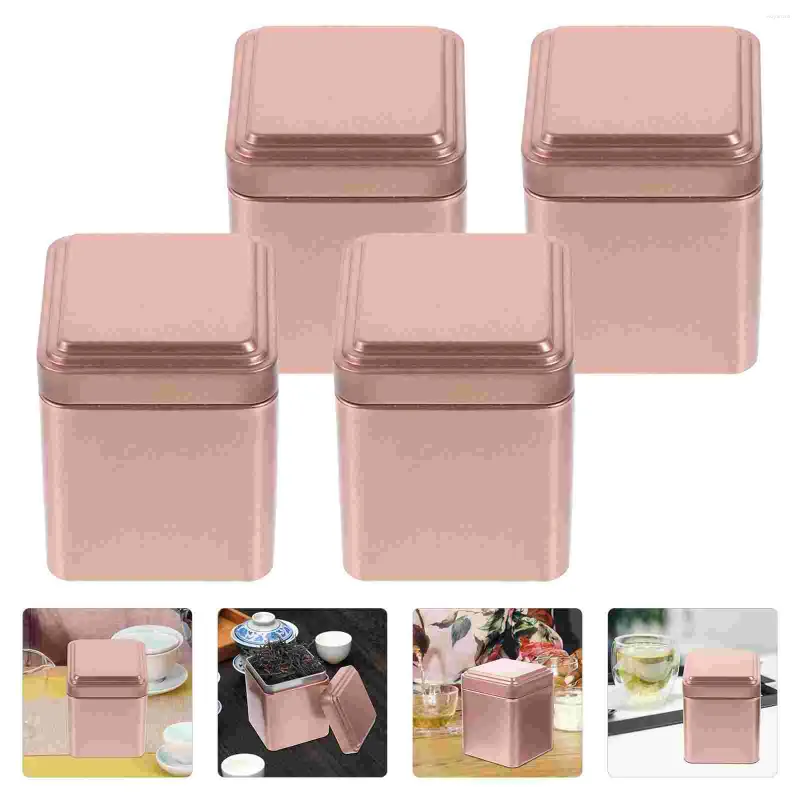 Bouteilles de rangement 4 pcs sucre cubes en étain de cookie à thé