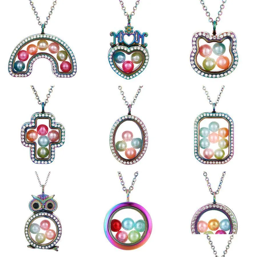 Versets Magnétique Rainbow Perle Perl Cage Pendant Colliers pour femmes Crystal Perles Verre Floating Verket Carm Chaines Fashion Bijoux DHPXB