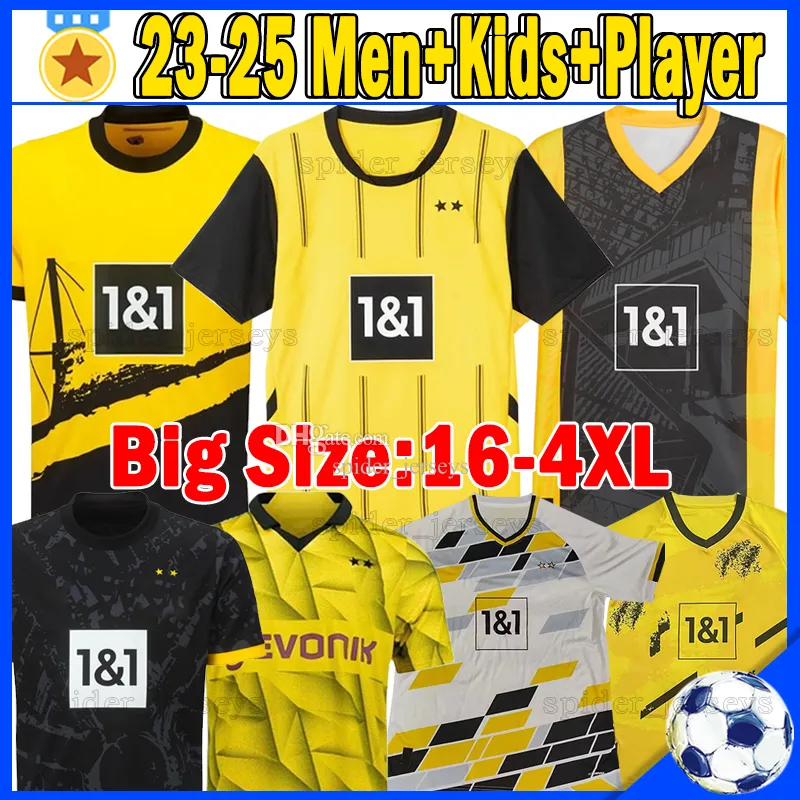 XXXL 4XL 23 24 REUSサッカージャージハラーレイナハザードドルトムントシュルツハンメル2024 2025ファンプレーヤーバージョンバージョンブラントベリンガムメンキッズキットユニフォーム