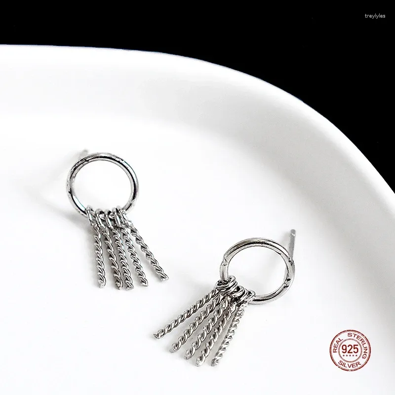 Pendientes de semental Lko Real 925 Sterling Silver Fashion Geometry Geometry Twist Línea para mujeres Joyas finas Tass Spá a las orejas Regalo