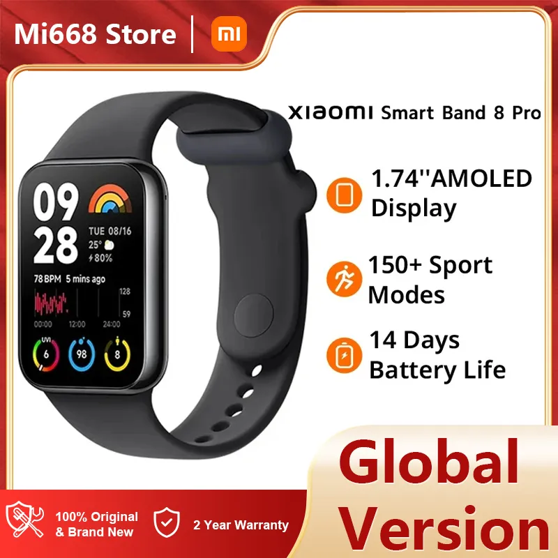 Version globale Xiaomi Mi Band 8 Pro Smart Wristbbbbbband1.74 "Écran AMOLED 5ATM MODES SPORTS IMPHERPORT 150 SPORT