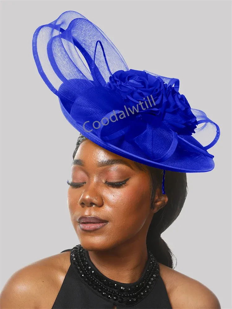 Mode nieuwe fascinator hoed vrouwen elegant kerkfeest kopstuk bruid bruid haar accessoires kentucky derby pillbox cap bloem