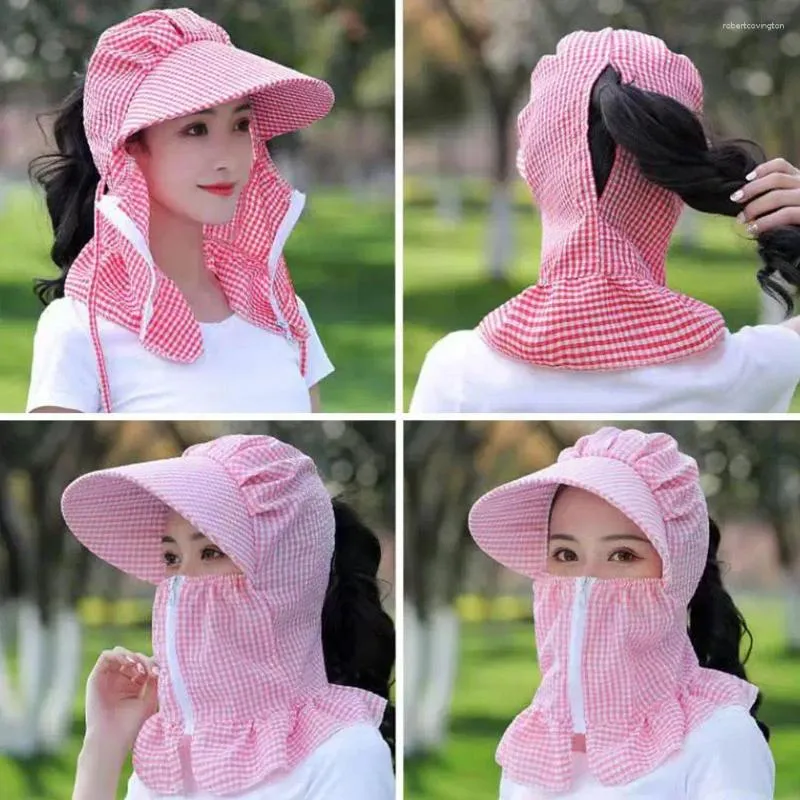 Berets Outdoor Syor Mask One Rattice Summer Heathable Face Mountain Riding Dust Hat Sunshade UV Design Zipper Nec D0Z7