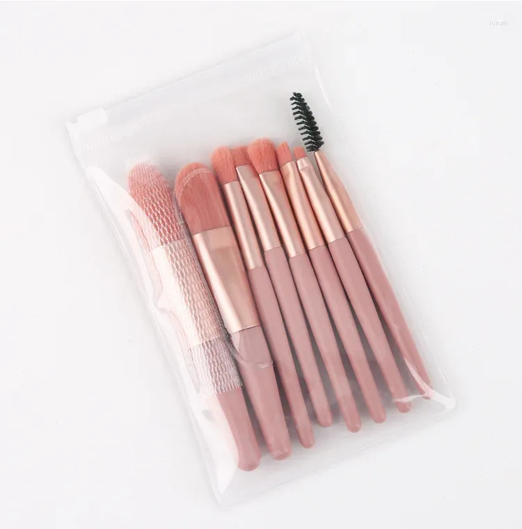 Storage Bags Portable Travel Outfit 8 Mini Makeup Brushes With Wooden Handle Soft Hair Brush Set Beauty Tools