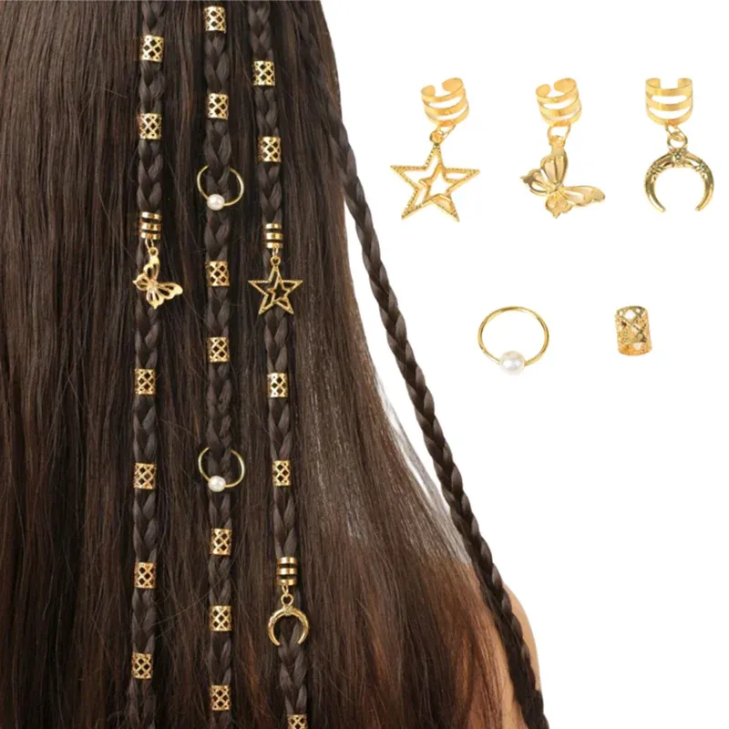 20 -stcs/lot Dreadlock Hair Rings verstelbare manchetten clip Haar vlechten vuile vlechten kraal haarspin haaraccessoires hoofddeksels voor vrouwen meisjes