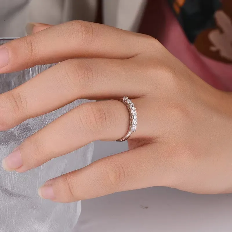 S925 Sterling Silver Gold D Colore 4mm Ring di moissanite donne da 1,5 ct Match Diamond Wedding Bride