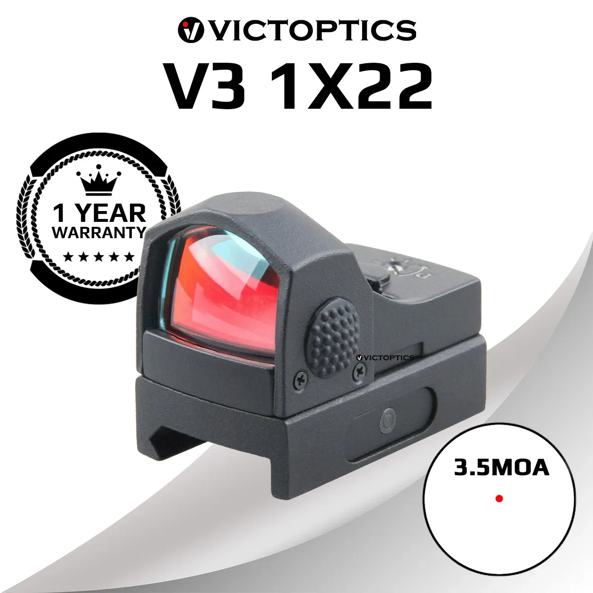 Optics Victoptics v3 1x22 Red Dot Sight 3.5MOA 6 Poziomy Intensywność 17x23mm Zamknij ogólne strzelanie karabin optyczny Fit Airsoft