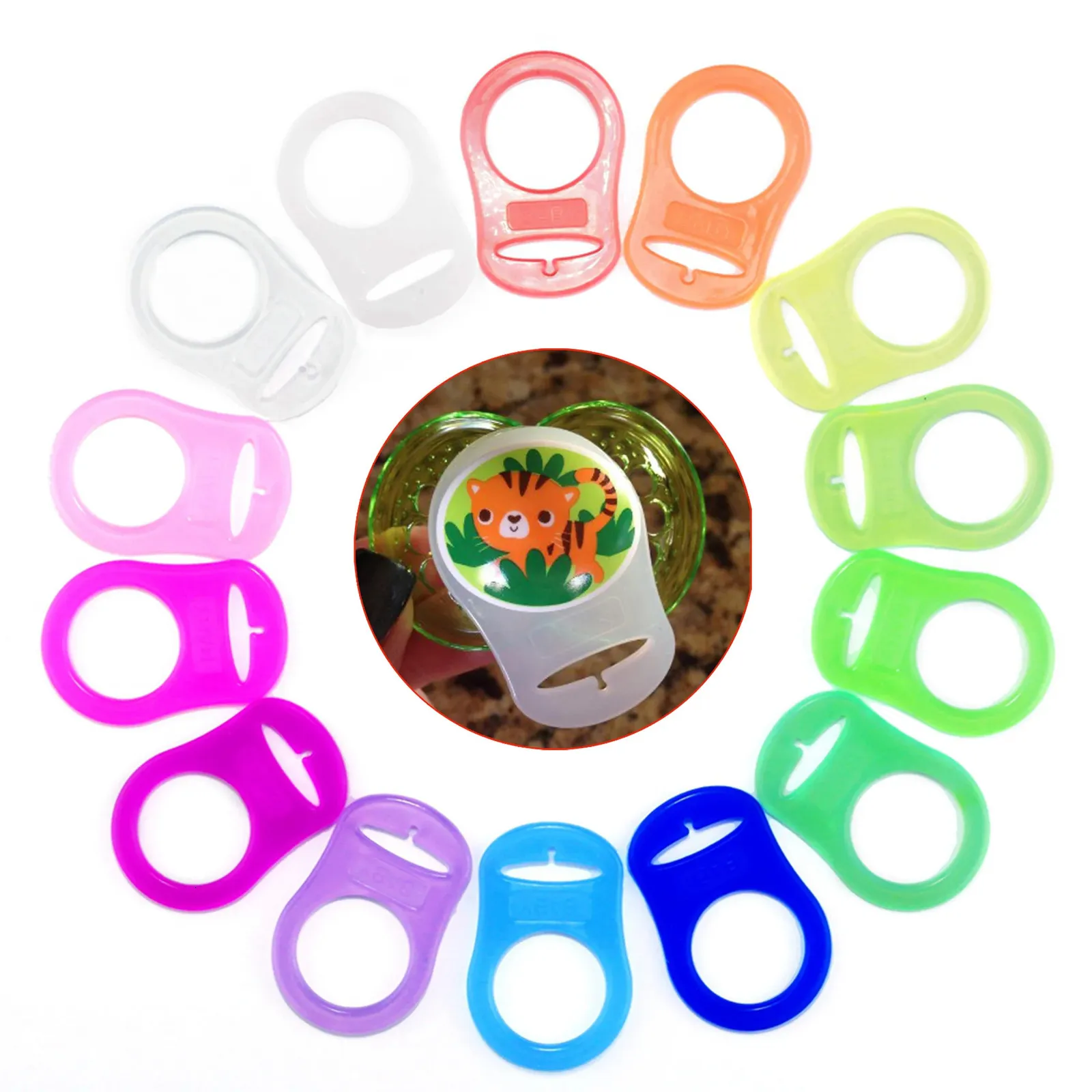 50pcs Clear Food Grade BPA Free Silicone Baby Pacifier Chain Clip Nipple Holder Rings Dummy Attache Sucette For Mam Nuk Button 240416