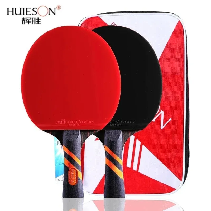HUIESON 8 Star Walnut Surface 5plywood2 Inner Carbon Ping Pong Paddle 2pcsset Powerful Table Tennis Racket for Adults 240419