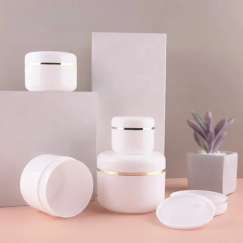 /Pack 20ml 30ml 50ml Cream Jar White Plastic Makeup Container Sample Cosmetics Box Empty Makeup Jar Pot Refillable Bottles
