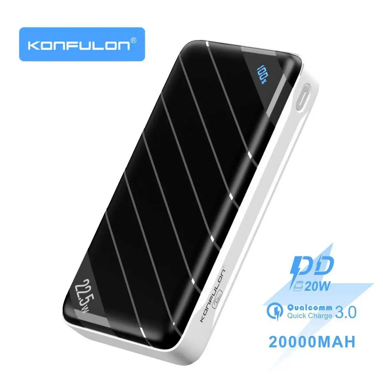 Banche di alimentazione del telefono cellulare QC3.0 PowerBank V00C 22.5W Power Pack da 20000 mAh C-Type PD 20W Caricatore portatile PowerBank Tackay Extern Battery Pacco per iPhone 12 Max J240428