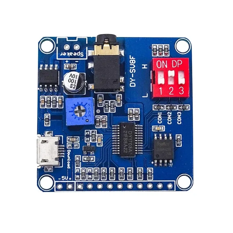 Nuevo módulo de reproducción de sonido de voz Arduino módulo mp3 módulo UART I/o Trigger Clase D Tablero de amplificador 5W 8m Almacenamiento DY-SV8F SD/TF Card para la clase D AMPLIFICADOR