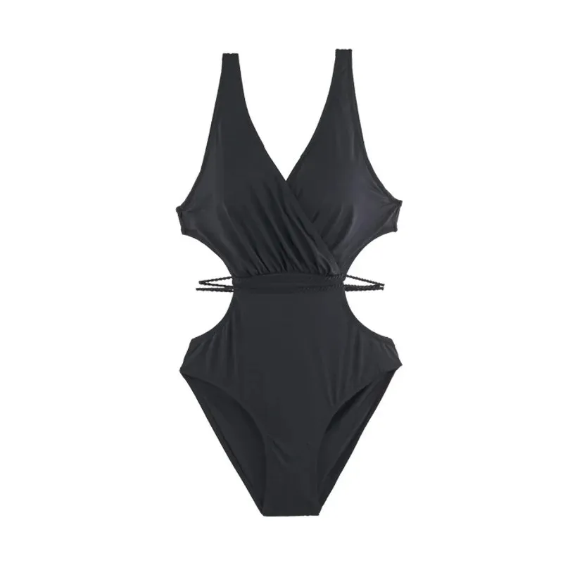 2021 new black sexy backless one-piece swimsuit women ins style is thin and high waist bikini