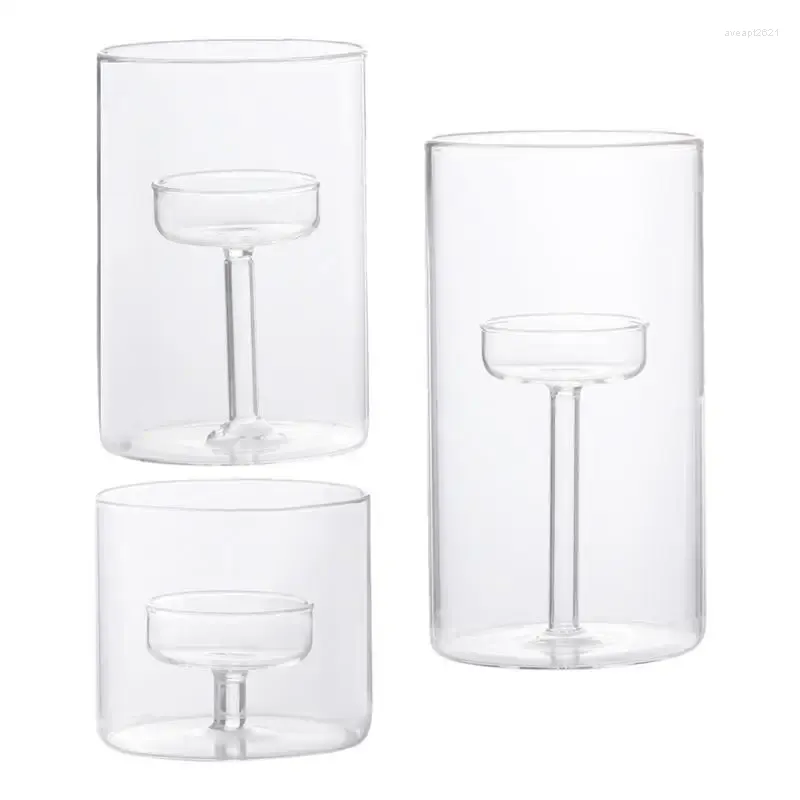 Kerzenhalter Glas Teelight 3PCs klar für Wohnkulturhalter Candlestick Stand