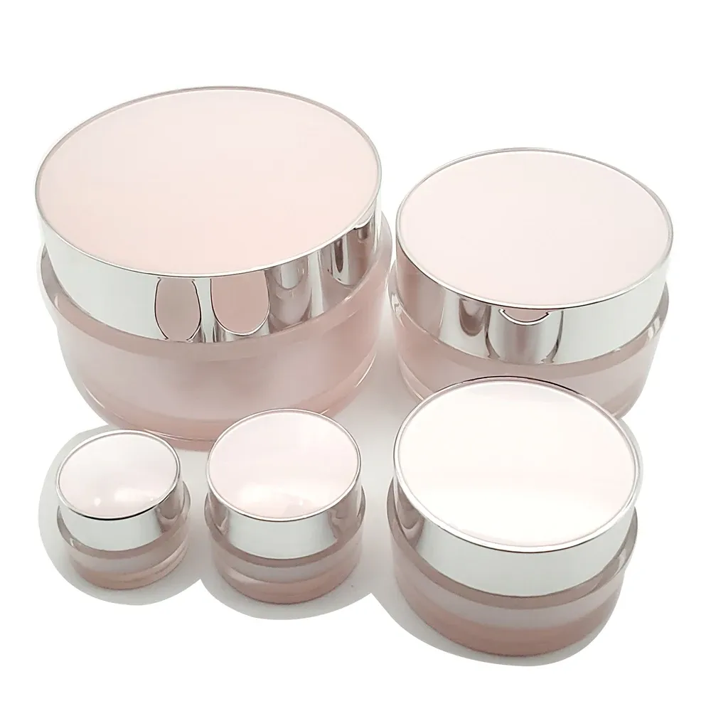 Decoraciones 10pcs 2/5/15/50/100G CREMA VACÍA Jar de crema Embalaje Botella Viajamiento Acrílico Pink Cosmetic Recipe de maquillaje Botella de emulsión