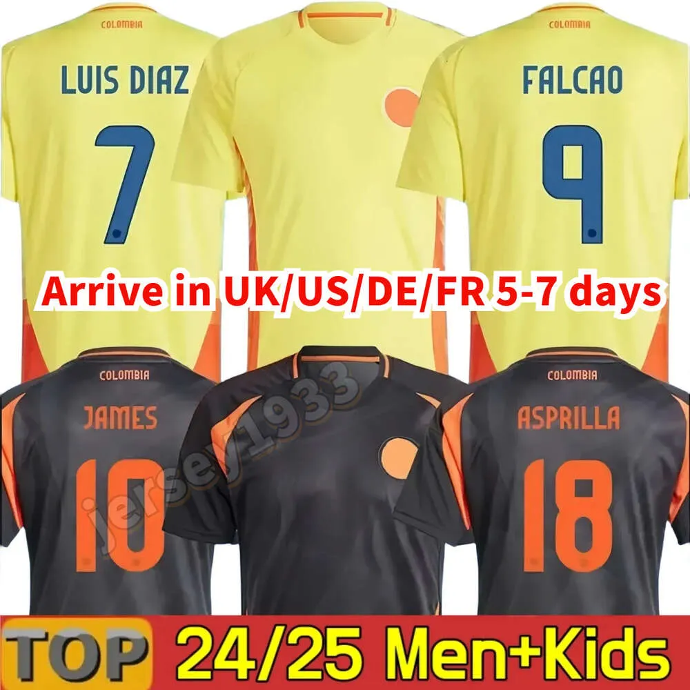 24 25 Colombia JAMES Soccer Jerseys Kids Kit Columbia National Team Football Shirt Home Away Set Camisetas 2024 Copa America D.VALOYES ARANGO C. CHUCHO CUADRADO