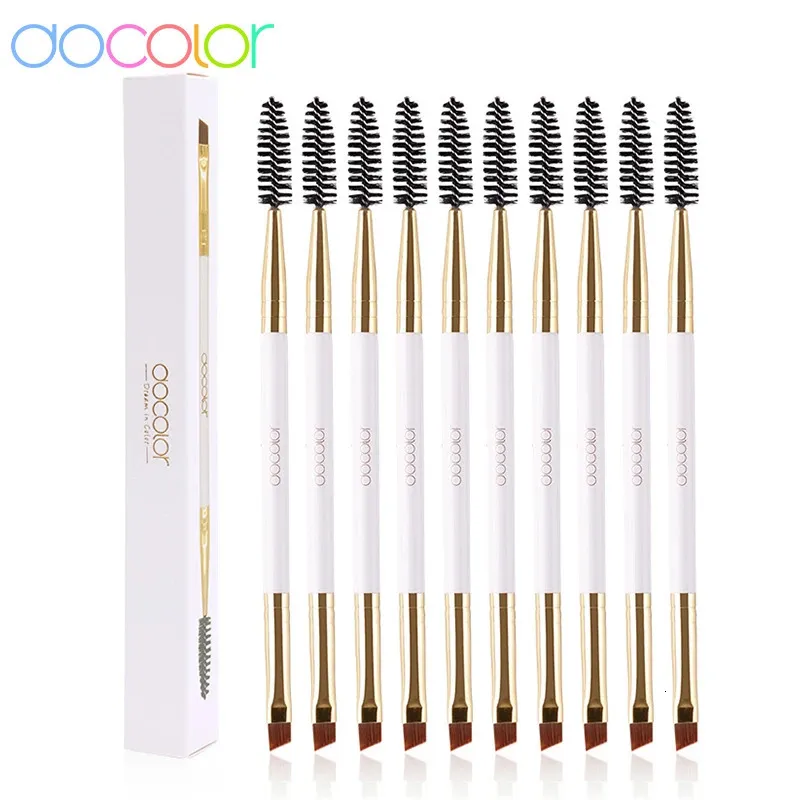 Doktern 5/10pcs weiß schwarz professionell doppelköpfige Augenbrauen Wimpern Make -up Pinsel dünne Haare Großhandel Winkelte Augenbrauenbürste 240418