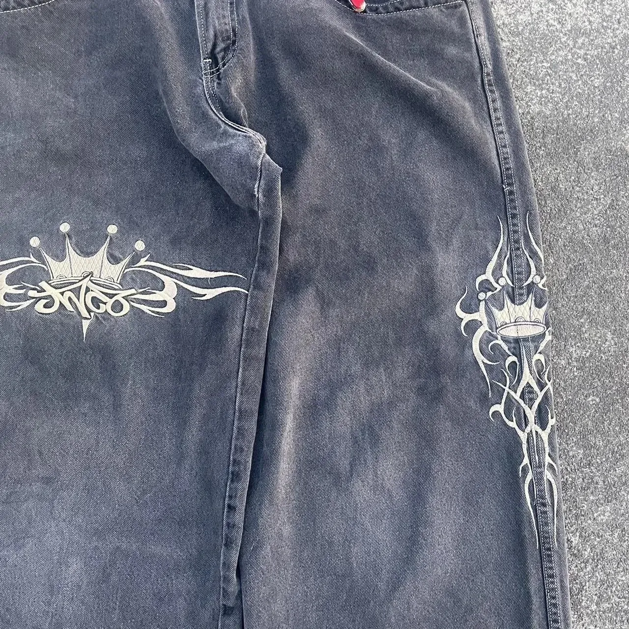 JNCO Y2K Black Witchery Jeans Retro Hip Hop Graphic Baggy JNCO Y2K Black Witchery Jeans Retro Hip Hop Graphic Baggy