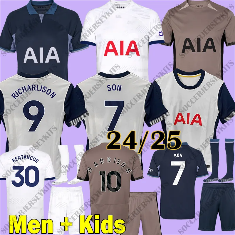 2024 Tottenaham Soccer Jerseys Football Kits son Maddison Kulusevski Romero Camiseta Futbol Men Kids Spurs Kids Football Kits 23 24 fans Player Version