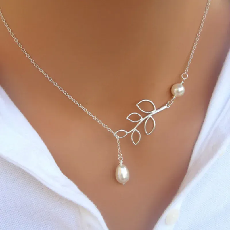 Hanger kettingen Minimalistische ronde stok ketting voor vrouwen parel sleutelbeen bladeren Lange ketting mode sieraden statement meisje cadeau drop otlnb