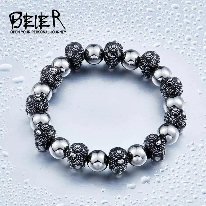 Charm Armband Beier 316L Rostfritt stål Armband Design Punk Buddha Head Fashion Jewelry LLBC8-033