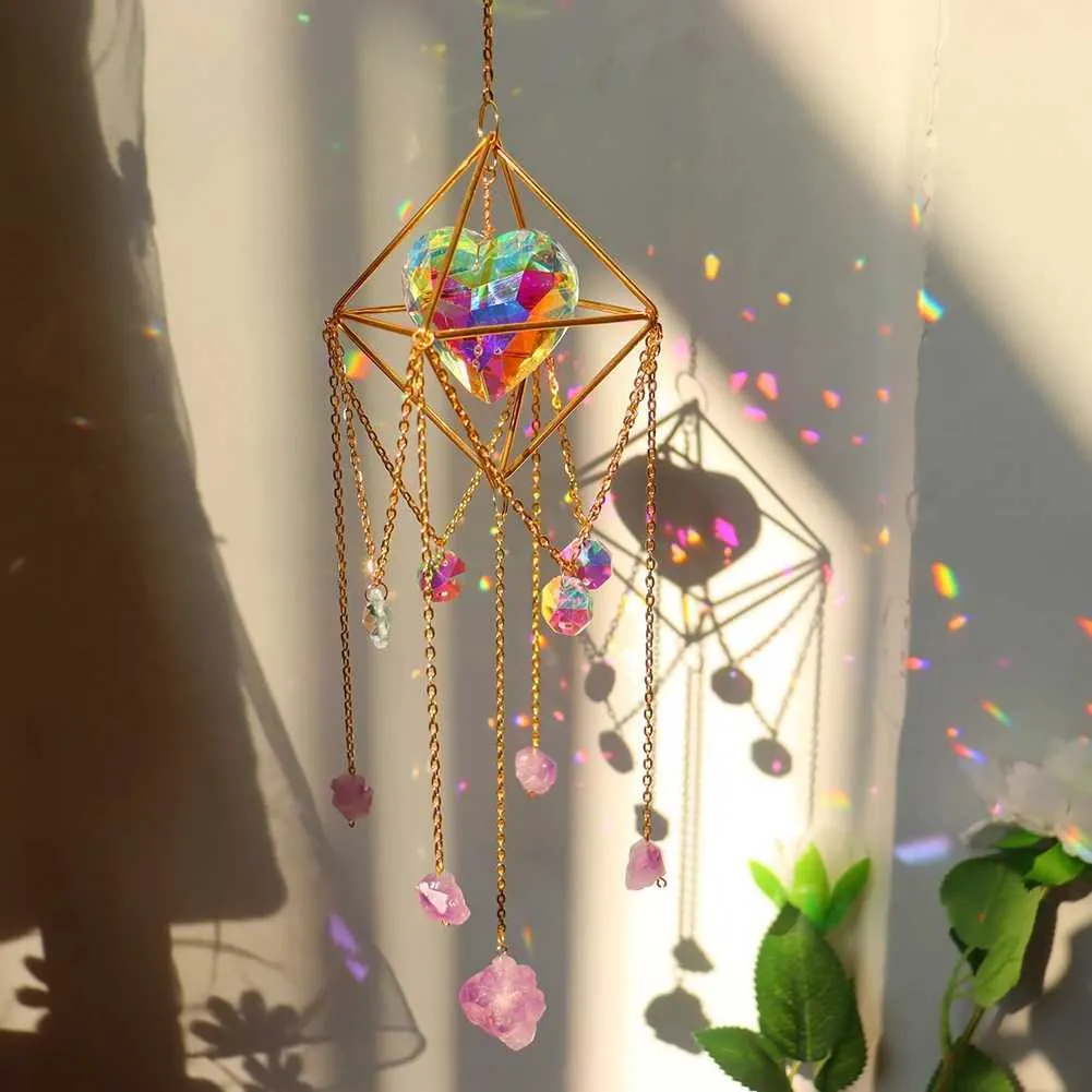 Decorazioni da giardino Crystal Wind Chime Diamond Diamond Prism sospeso Rainbow Chaser Lighting Tende per finestre a ciondolo Casa Decorazioni da giardino Catcher Dream Catcher