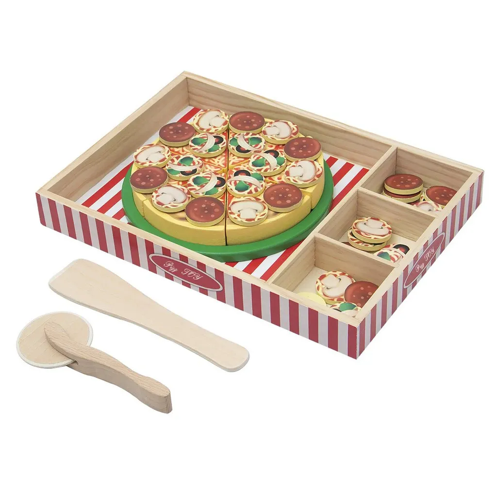 Wood Pizza Toy Educational Food Set Simulatie Kinderkinderen doen alsof Early Education Party Supplies Building Block 240423