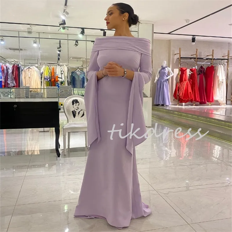 Splendidi abiti da sera blu royal lilla di lilla dubai sirena araba da spalle abito da ballo 2024 abayas caftan morrocan abito di compleanno di occasione formale abito de mariage