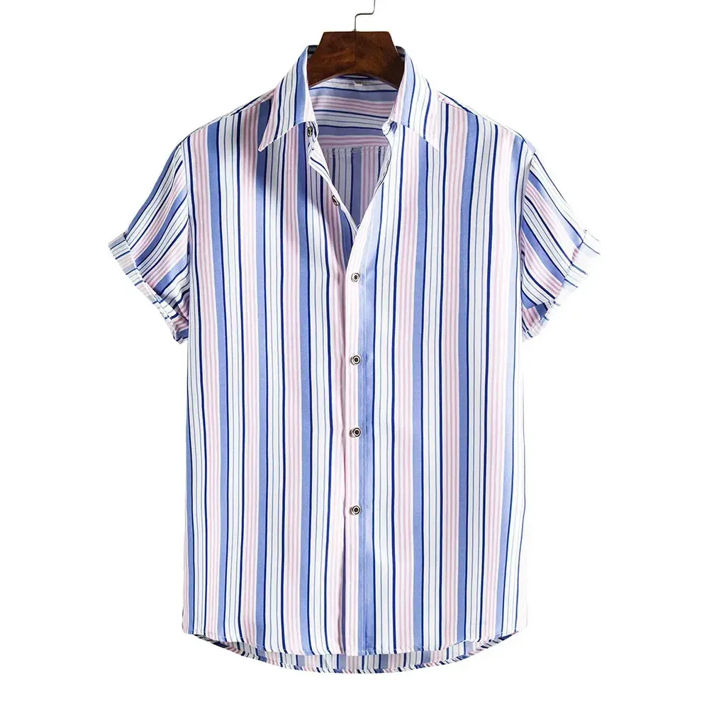Camicie da uomo casual business top stampato a strisce estate magliette di grandi dimensioni 4xl abbigliamento designer 240418