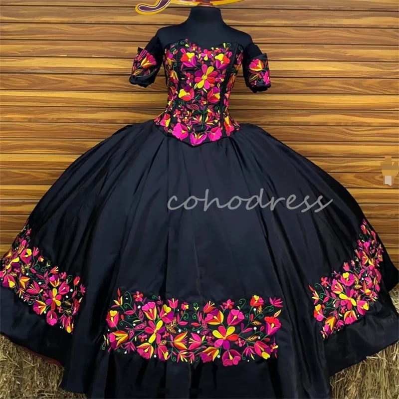 blue dress for baby girl De La Rosa Floral Embroidered Mexican Dress- Vestido Mexicano Bordado