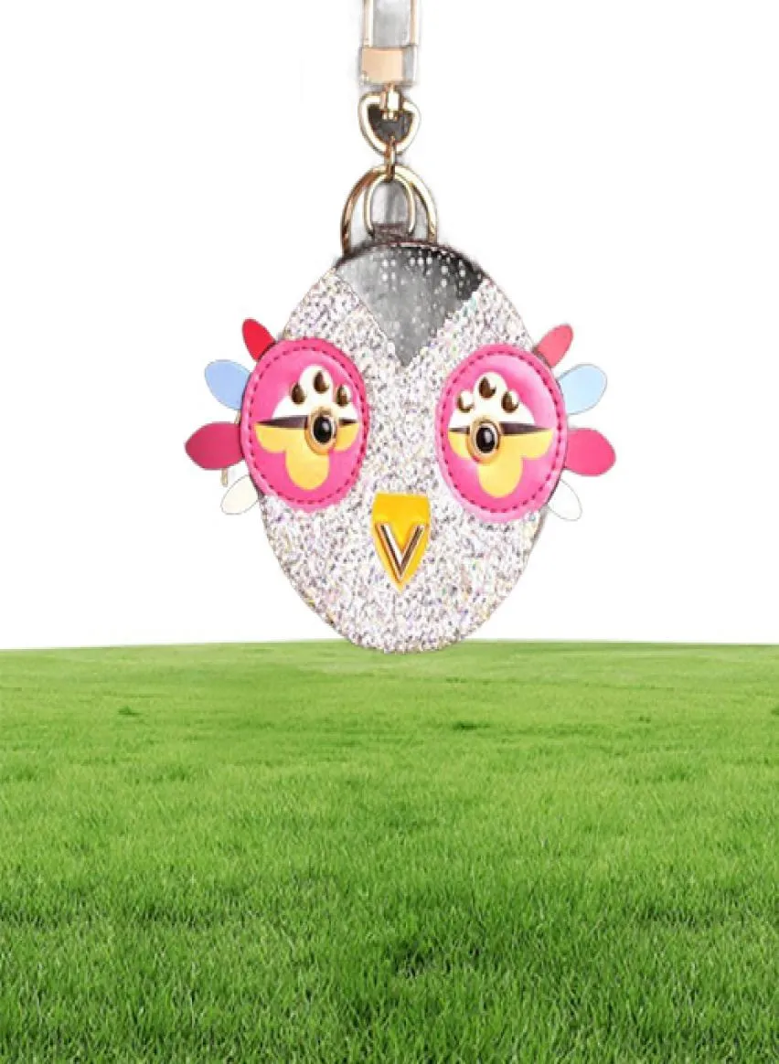 Söt uggla kycklingkristalltecknad anime myntväskan nyckelchain hänge pu läder plånbok nyckel kedja för kvinnor väska charm2797035