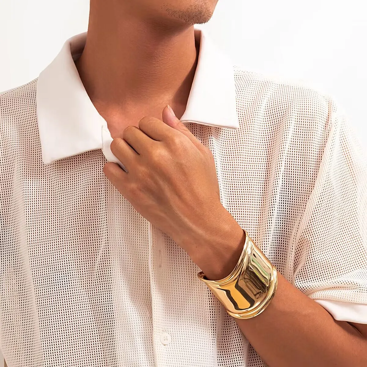 Projektant mody Bransoletka Najwyższa jakość osobowość geometryczna Złoto Złote Mankiety Duża bransoletka Tytan Stal Biżuter