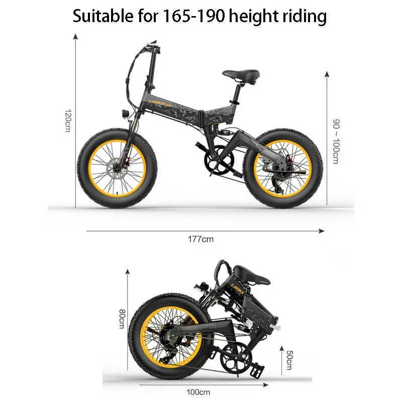 New 1000W4.0 FAT TIRE MEN'SWOMEN'S EBIKE 48V LANKELEISI FOLDING ELECTRIC BIKE Mountabikes City Adult Bicycle Snow Beach Power Bike