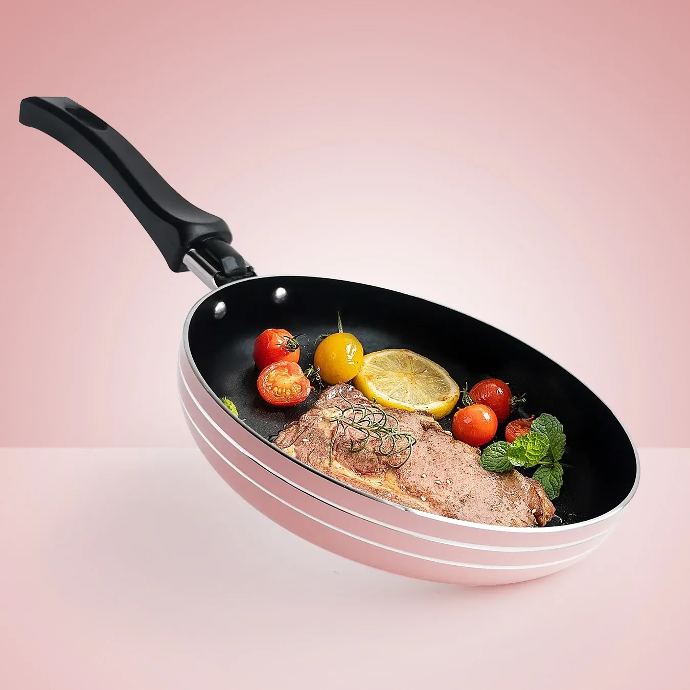 Utensilien rosa Pot 6,5 Zoll Nicht -Stick -Stick -Brockpfanne Pan Flat Cookware Küchenutensilien zum täglichen Kochen Komplementäres Essen