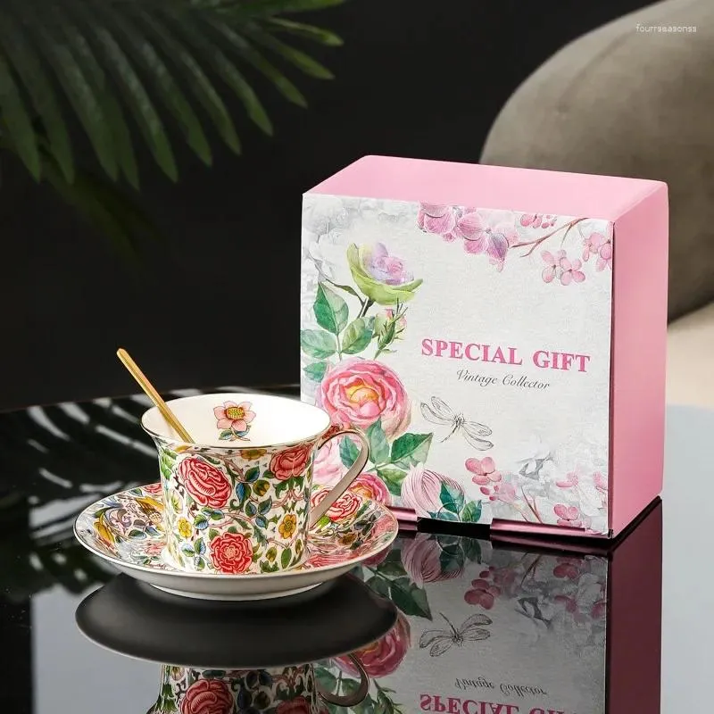 Mokken Nordic geschilderde bloemen koffiemok Afternoon tea verjaardag cadeau kunst decoreren huisdecoratie luxe verguld prachtig