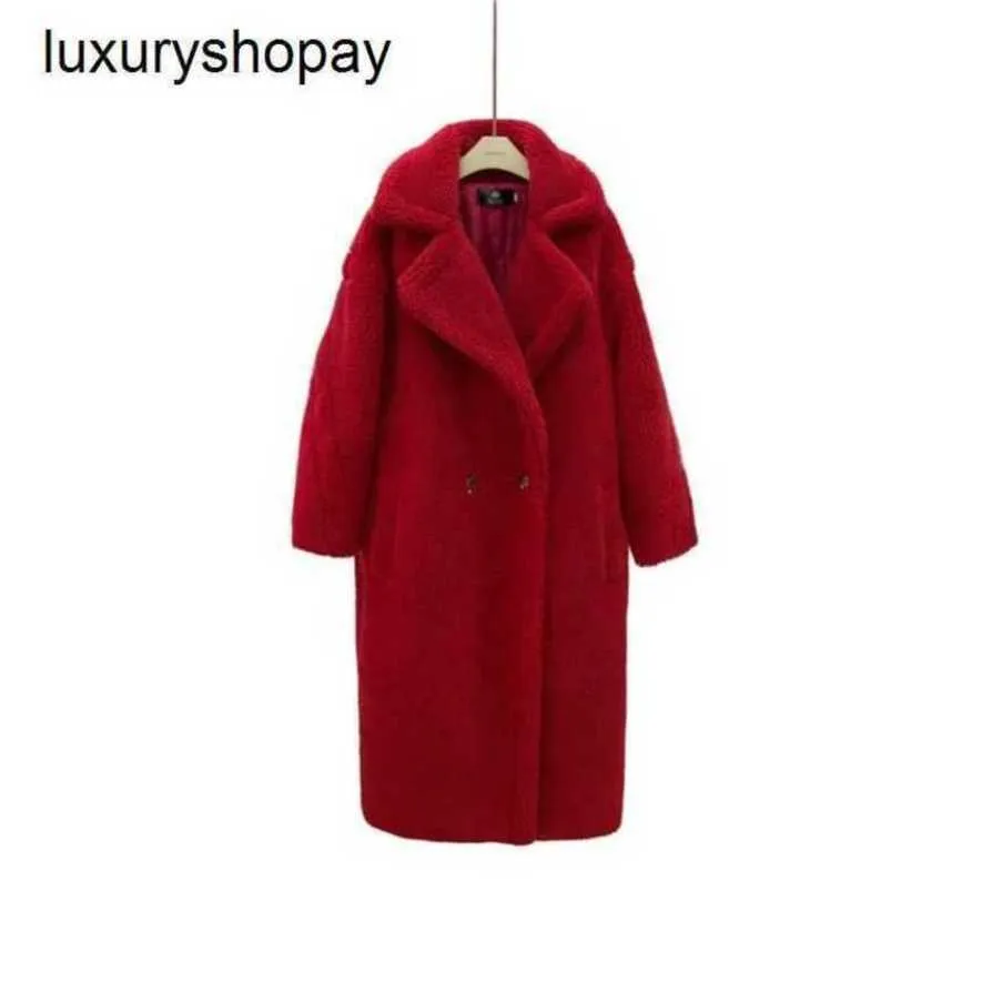 Maxmaras Coat Teddy Bear Womens Cashmere Płaszcze wełna wełna Winter Star Styp Song Qian Faux Fur for European i American Hereakth Growed Plus