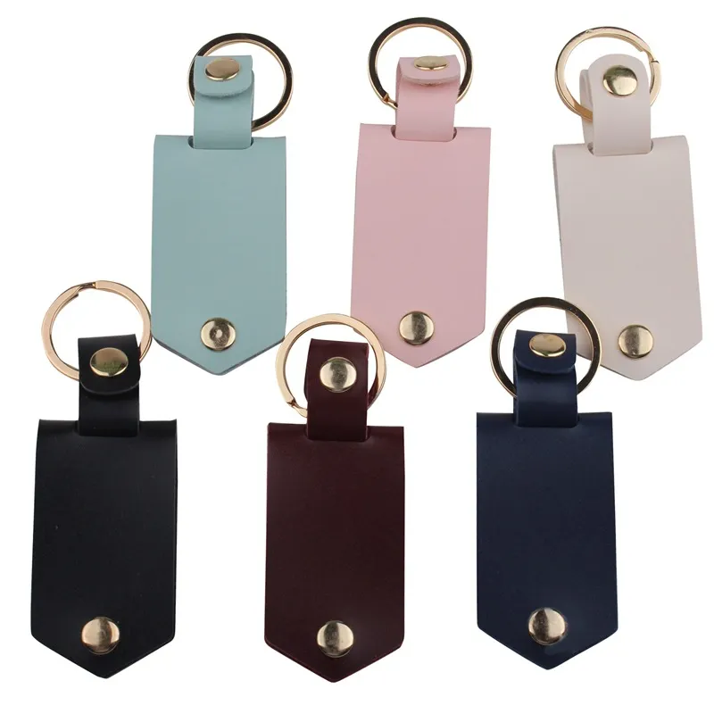 Leather Aluminum Alloy Car Diy Sublimation Transfer Photo Sticker Keychain Key Pendant Gift Order