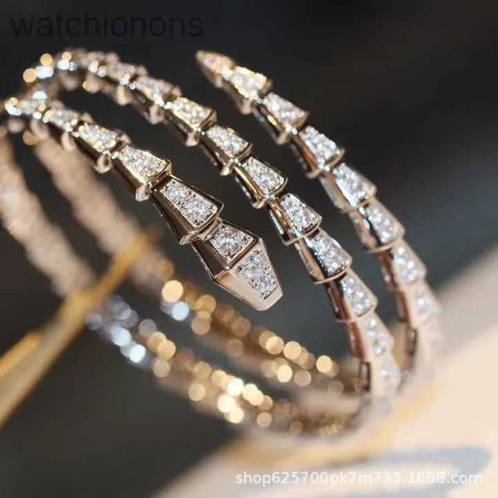 Hoog niveau originele Blgarry Designer Bangles Snake -vormige armband met prachtige vakmanschap Hoge versie verguld met 18K Rose Gold Diamonds met merklogo