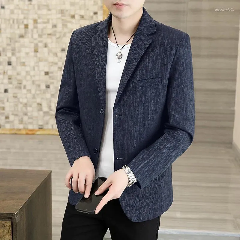 DHgate Mens Slim Fit Single Breasted Casual Suit Jacket Comfortable All Match Clothing for Men Apparel