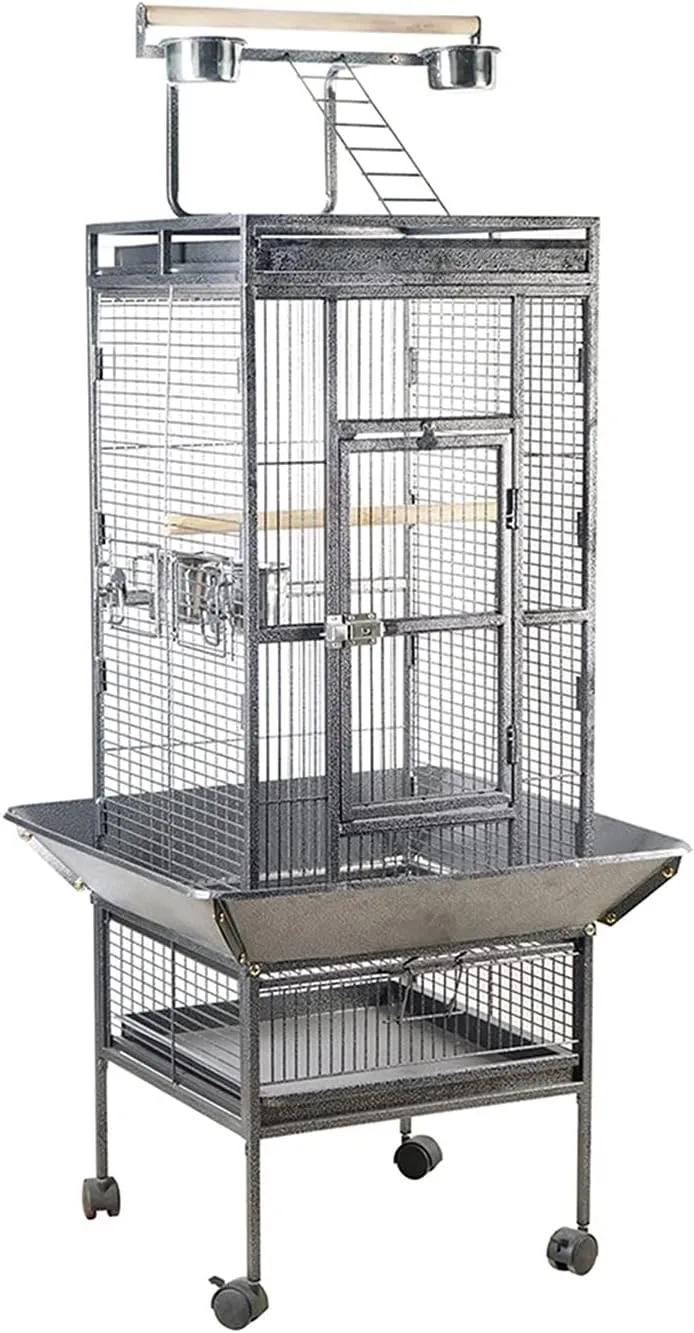 Large Metal Bird Cage: 59.8 Indoor/Outdoor Aviary for Parrots & Birds ...