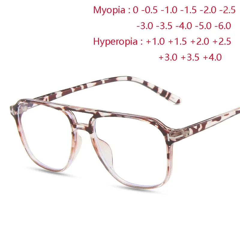 Sunglasses 0 -0.5 -0.75 To -6.0 Leopard Frame Polygon Nearsighted Glasses For Women Anti Blue Rays Hyperopia Power 0.5 0.75 4