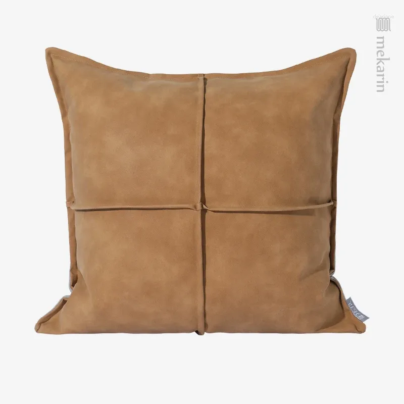 Pokój poduszki el sofa nordycka lekka luksusowa żywotna karta pomarańczowa skóra skórzana miękka kwadrat