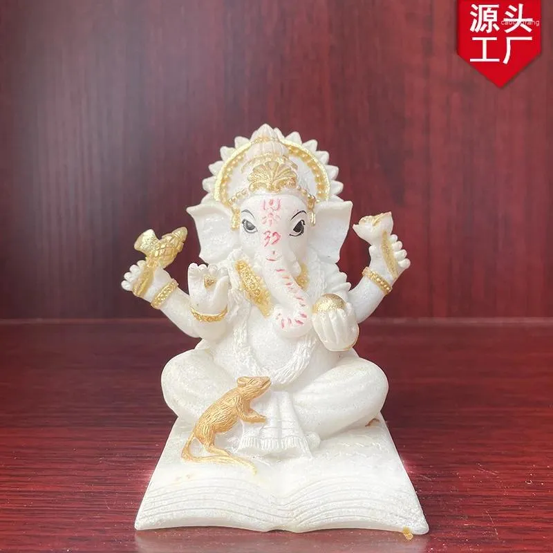 Decorative Figurines Elephant Trunk God Of Wealth Resin Hand Artisan Sticker Gold Foil Source Factory Head Asian Buddha Statue