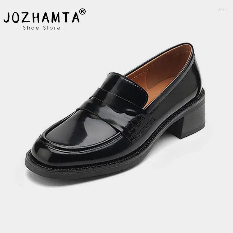 Buty swobodne Jozhamta Rozmiar 33-43 Kobiety Mokorki Pumpy Reail Spring Spring Fashion 2024 Mid Chunky Heels Vintage Dani Dres