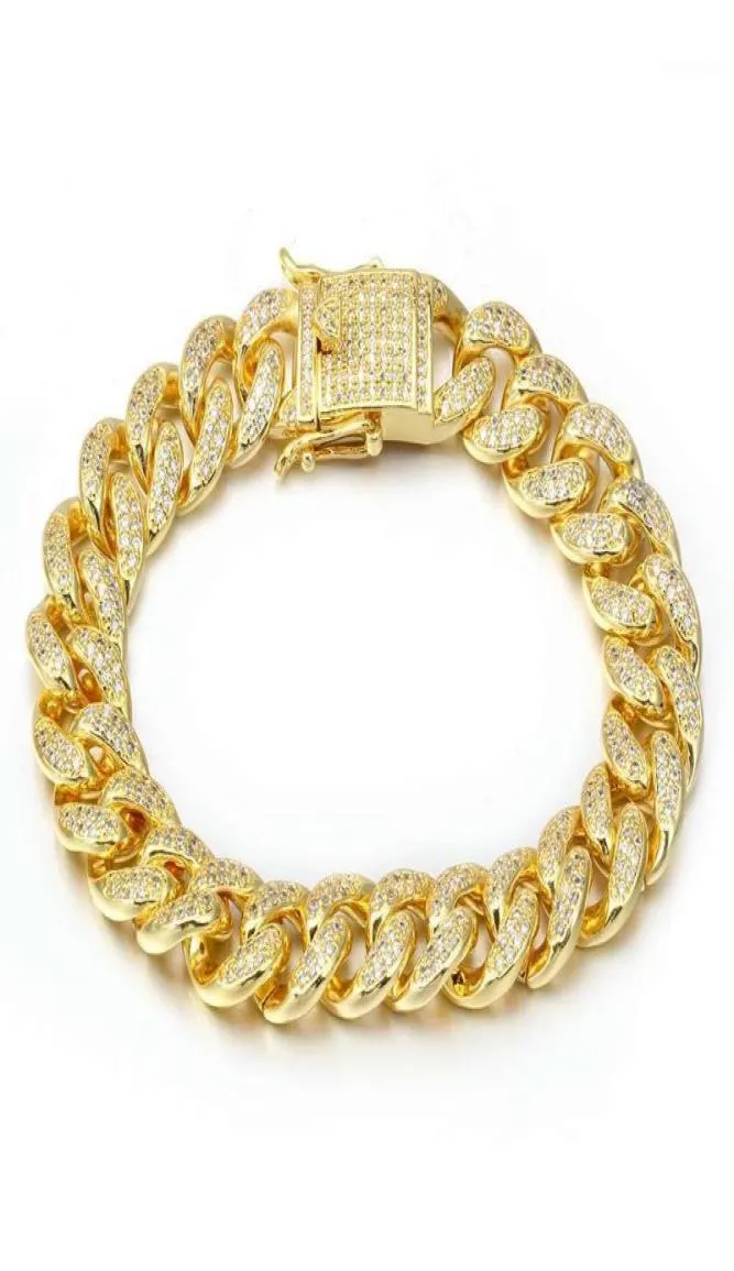 Link Chain Hip Hop Street Rock Bustdown Bracelet Gold Plate Fashion armbanden schip AB12312106680